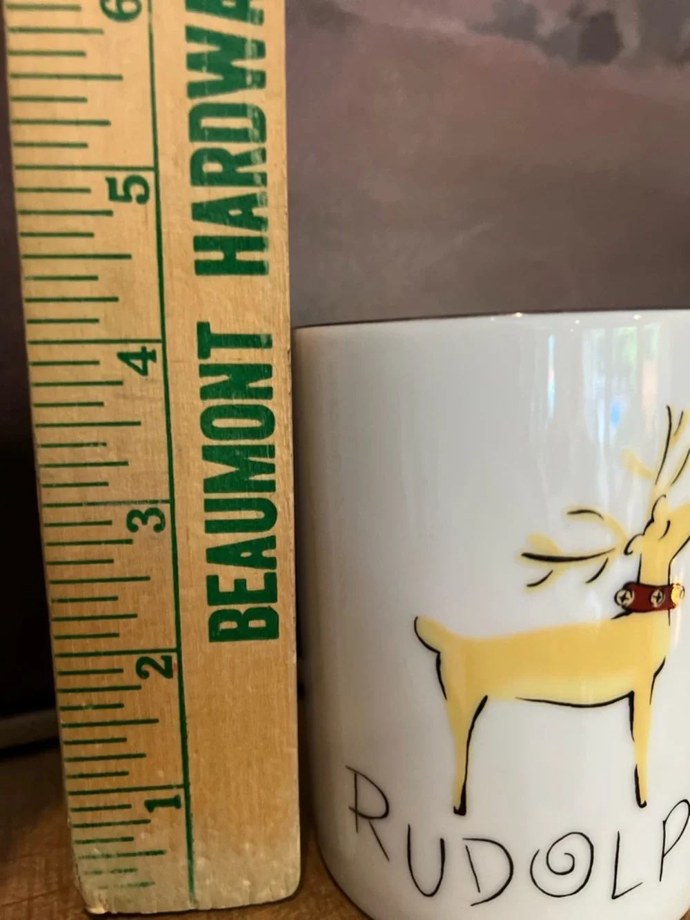 Pottery Barn REINDEER - RUDOLPH 12oz Mug Cup Porcelain Japan Christmas Mint